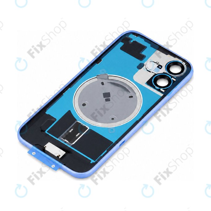 Tylne szkło obudowy z obiektywem aparatu, metalową płytką i magnesami Magsafe do iPhone 16, Ultramarine