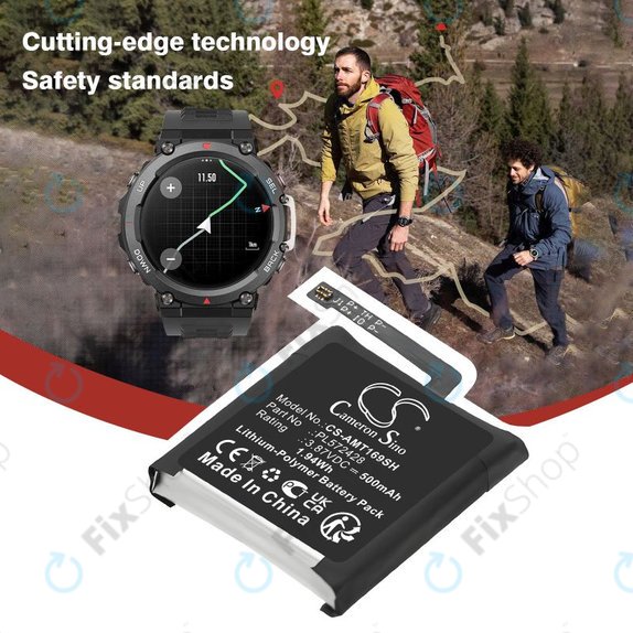 Bateria do Amazfit T-Rex 2, A2169, A2170, 500mAh, Li-Pol, 3.87V, PL572428, HQ
