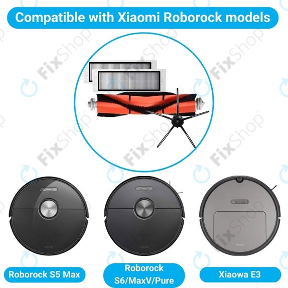 Zestaw standardowy do Xiaomi Roborock S5 Max, S6, S6 MaxV, S6 Pure, Xiaowa E3, Czarny, Black