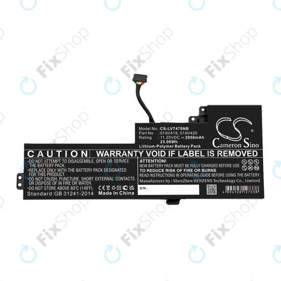 Bateria do Lenovo Thinkpad A285, T470, T480, 2050mAh, Li-Pol, 11.25V, 01AV419, HQ