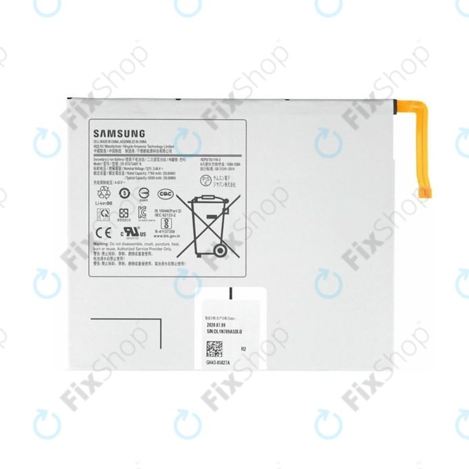 Bateria do Samsung Tab S7 T870, T875, T876B, EB-BT875ABY, GH43-05028A, 8000mAh, Genuine Service Pack