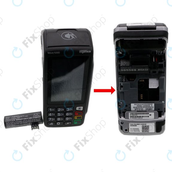 Bateria do Ingenico Move 5000, 3000mAh, Li-Ion, 3.7V, F26402376, HQ
