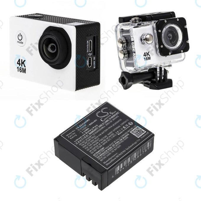 Bateria do SJCAM SJ4000, SJ5000, 900mAh, Li-Ion, 3.7V, SJ4000B, HQ