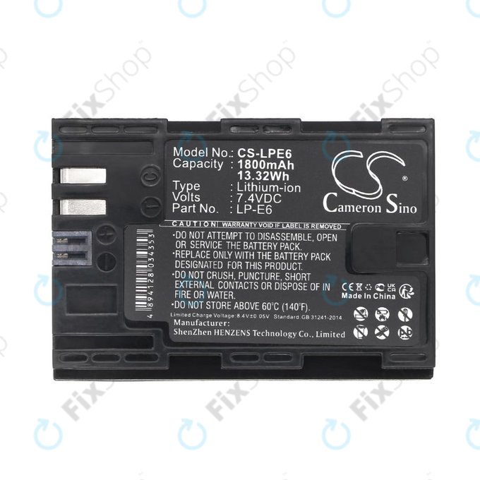 Bateria do Canon EOS 60D, 5D Mk II, 7D, 1800mAh, Li-Ion, 7.4V, LP-E6, HQ