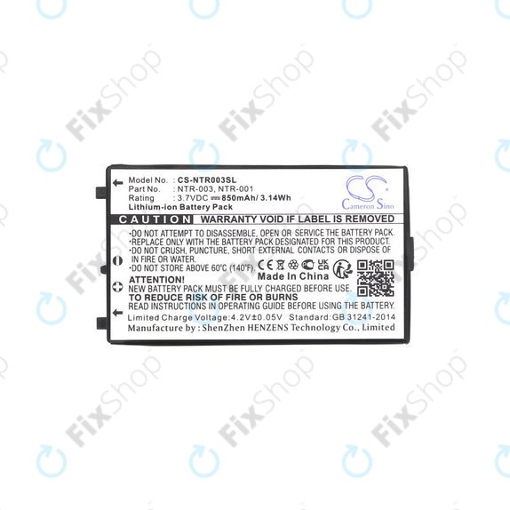 Bateria do Nintendo, 850mAh, Li-Ion, 3.7V, NTR-003, HQ