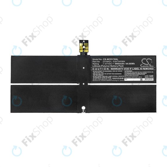 Bateria do Microsoft Surface 1769, Microsoft Surface 1782, 5900mAh, Li-Pol, 7.57V, DYNK01, HQ