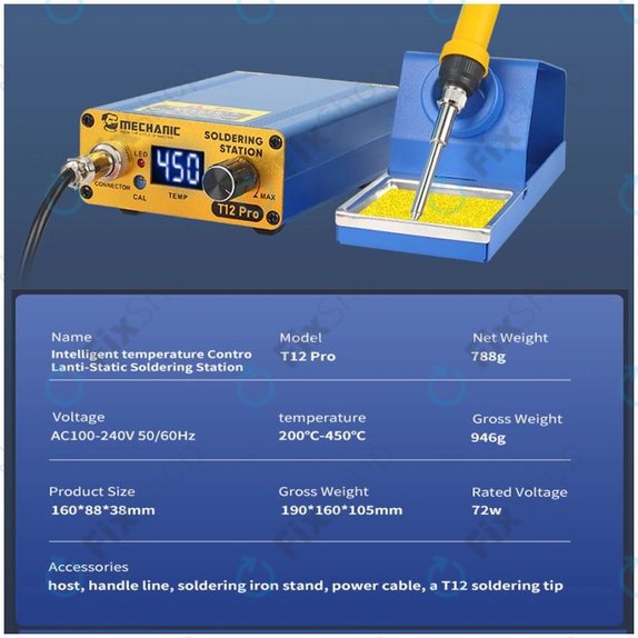 Cyfrowa stacja lutownicza (Blue), Mechanic T12 Pro