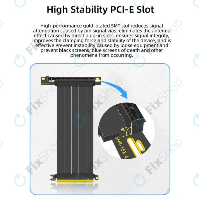 Kabel riser PCIe 4.0 x16 do karty graficznej, 20cm, czarny