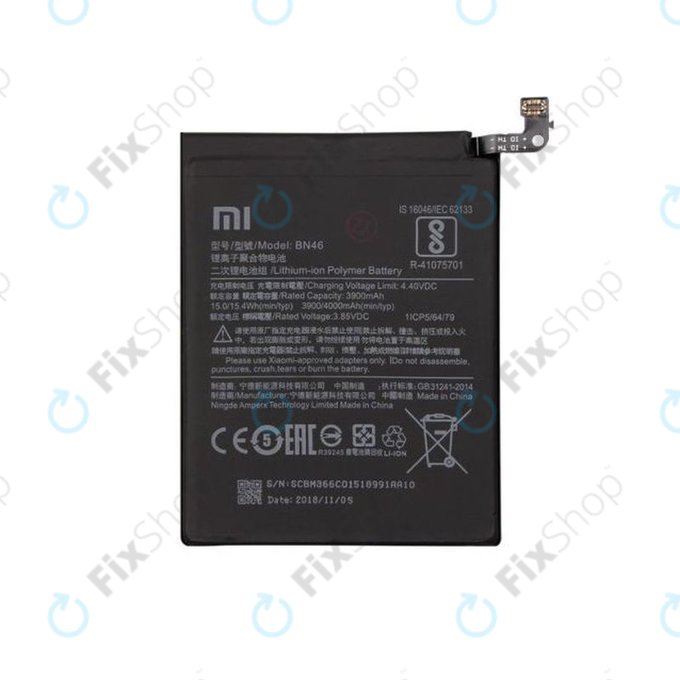 Bateria do Xiaomi Redmi Note 8T, Redmi 7, Redmi 8A, BN46, 4000mAh, 46BN46A090H8, Genuine Service Pack