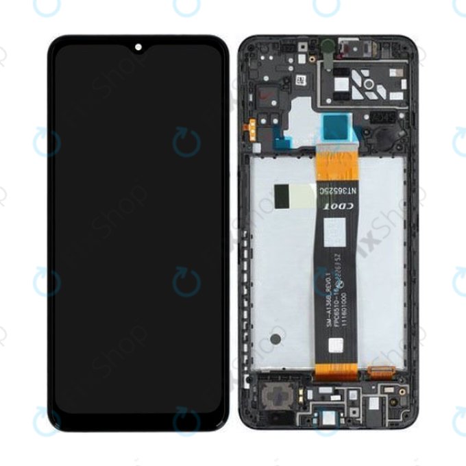 Wyświetlacz do Samsung A04S A047F, Ekran dotykowy z ramką, GH82-29805A, GH82-29806A, Czarny, Black, Genuine Service Pack
