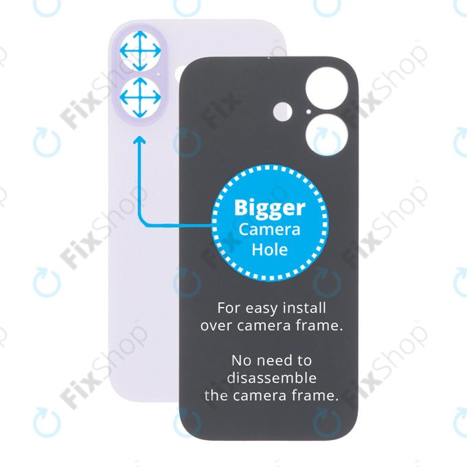Tylne szklo obudowy z wieksza dziura na aparat do iPhone 17, Lavender