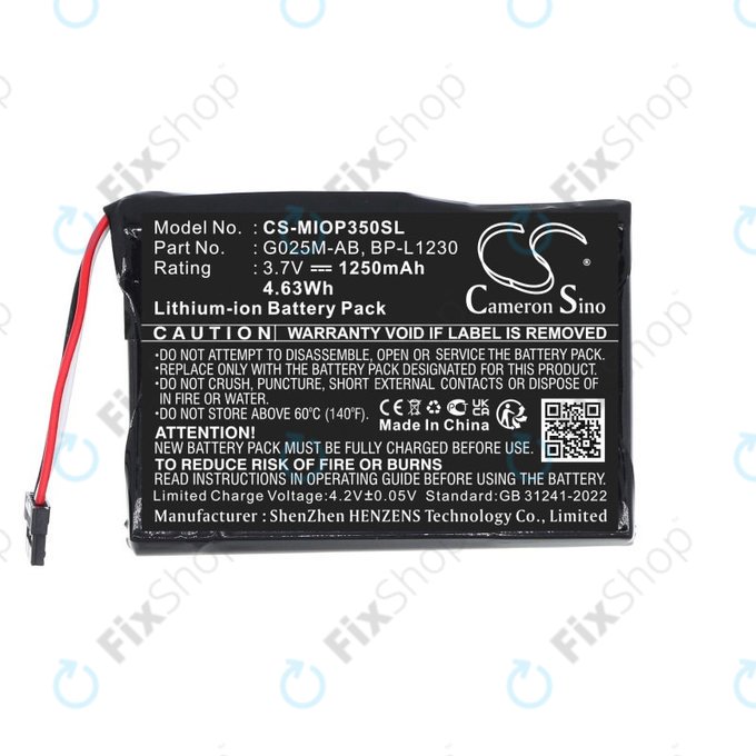 Bateria do Mitac Mio P350, P550, 1250mAh, Li-Ion, 3.7V, BL-LP1230, HQ