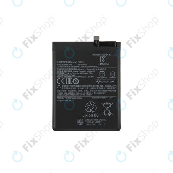 Bateria do Xiaomi Mi 10T 5G, Mi 10T Pro 5G, BM53, 5000mAh