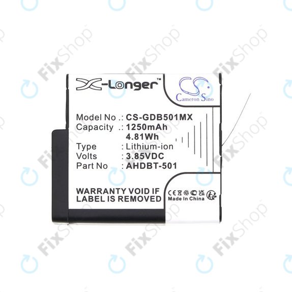 Bateria do Gopro Hero 8, Hero 6, 1250mAh, Li-Ion, 3.85V, AHDBT-501, HQ