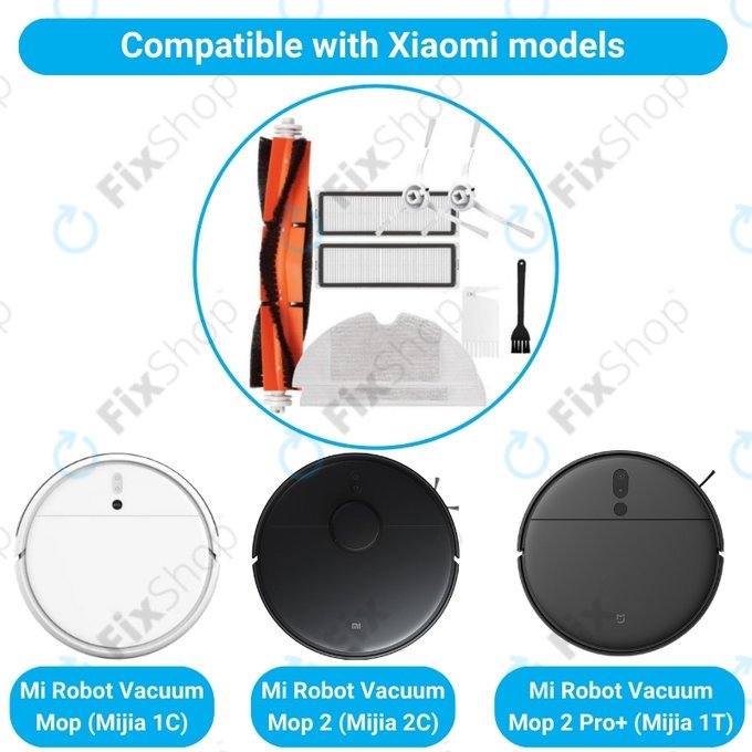 Zestaw standardowy do Xiaomi Mi Robot Vacuum Mop (Mijia 1C), 2 (Mijia 2C), 2 Pro+ (Mijia 1T), Biały, White
