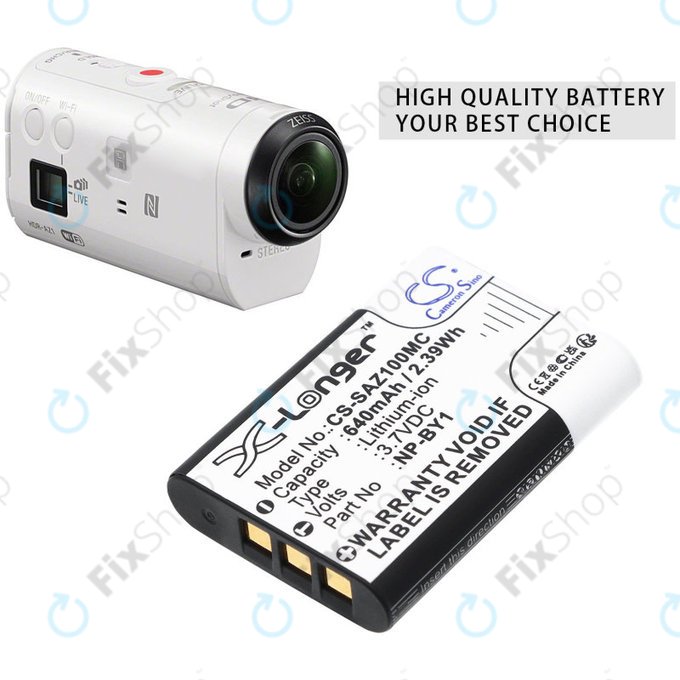 Bateria do Sony HDR-AZ1, 640mAh, Li-Ion, 3.7V, NP-BY1, HQ