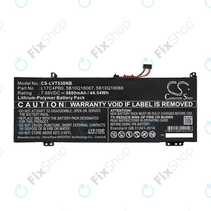 Bateria do Lenovo Air 14, Flex 6, Ideapad 530, Yoga 530, 5800mAh, Li-Pol, 7.68V, L17C4PB0, HQ