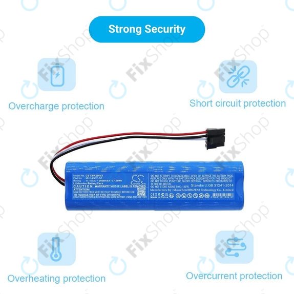Bateria do Xiaomi Mi Robot Vacuum Mop Pro (P), 2 (Mijia 2C), Viomi V2 Pro, Proscenic LDS M7, STYJ02YM, MH1-4S1P-SC, Li-Ion, 14,4V 2600mAh, HQ