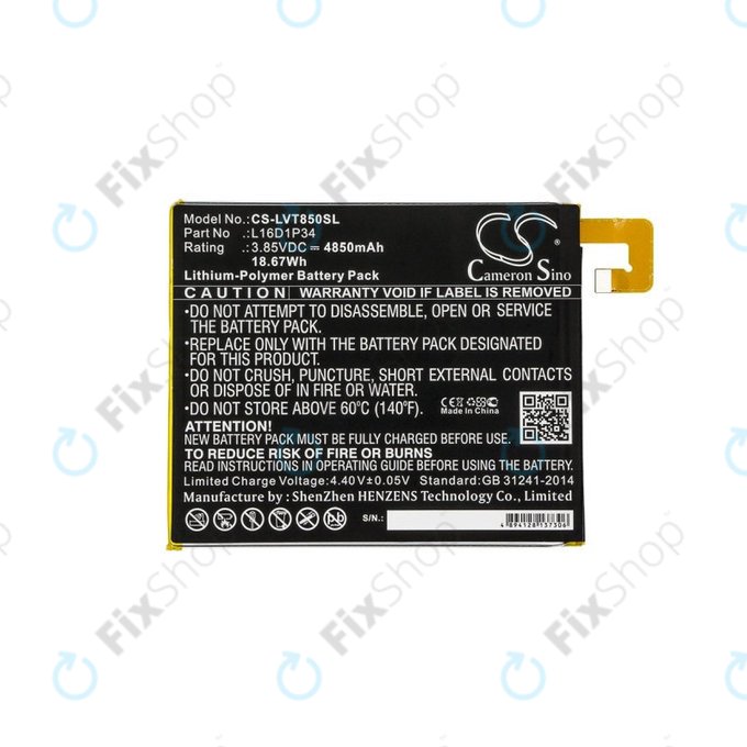 Bateria do Lenovo Tab 4, Lenovo TB850, 4850mAh, Li-Pol, 3.85V, L16D1P34, HQ