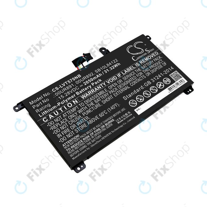 Bateria do Lenovo ThinkPad P51s, P52s, T570, T580, 2050mAh, Li-Pol, 15.28V, 00UR891, HQ