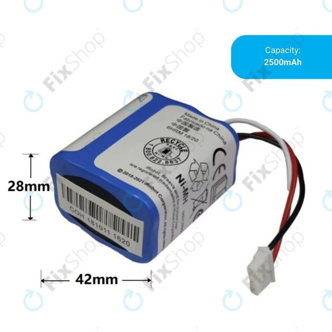 Bateria do iRobot Braava 2000, 300, 380, 380T, 381, 390, Mint 5200, Mint Plus 5200, Proscenic JOJO Professional, GPRHC202N026, 4409709, W206001001399, Ni-MH, 7,2V 2500mAh