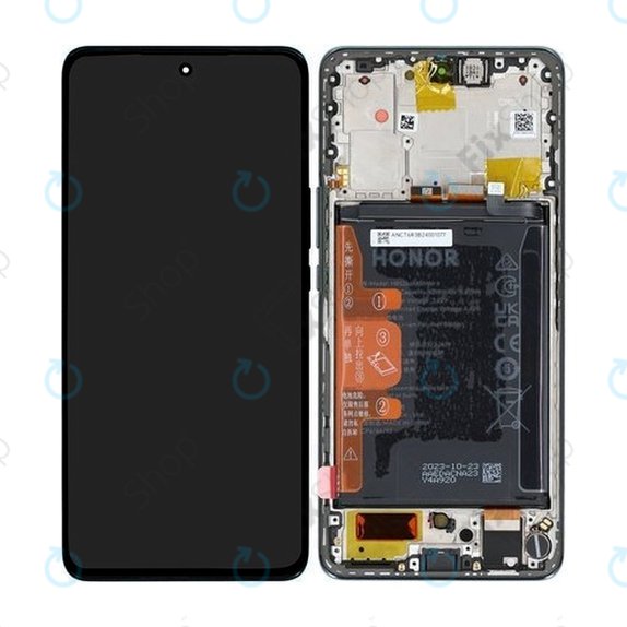 Wyświetlacz do Honor Magic6 Lite, Ekran dotykowy z ramką i baterią, 0235AHHQ, 0235AHHV, Zielony, Green, Genuine Service Pack