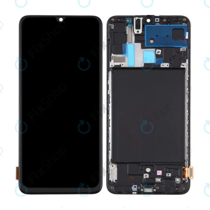 Wyświetlacz do Samsung A70 A705F, Ekran dotykowy z ramką, Czarny, Black, TFT