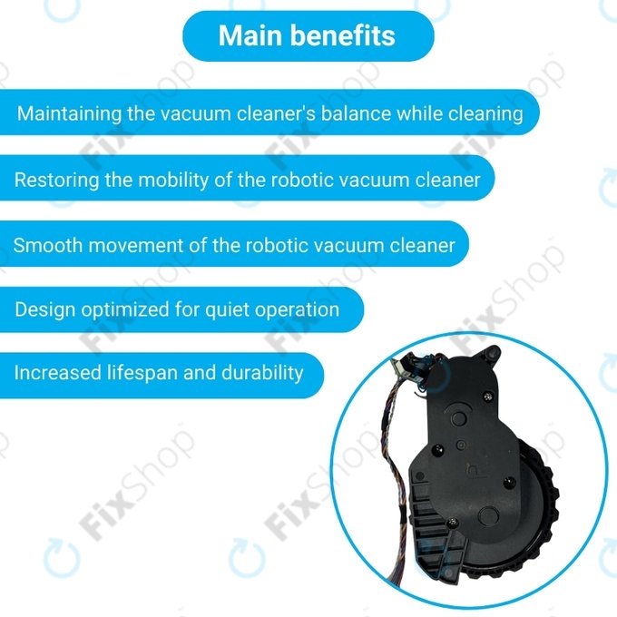 Koło z silnikiem do Xiaomi Roborock S5 Max, S6 Pure, S7, Prawy, Czarny, Black