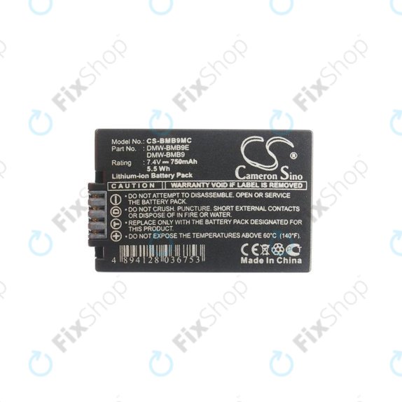 Bateria do Panasonic Lumix DMC-FZ40, FZ45, FZ47, FZ48, FZ60, FZ62, FZ70, FZ72, FZ100, FZ150, DMW-BMB9, Li-Ion, 750mAh, HQ