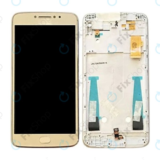 Wyświetlacz do Motorola Moto E4 Plus XT1771, Ekran dotykowy z ramką, Złoty, Gold, TFT