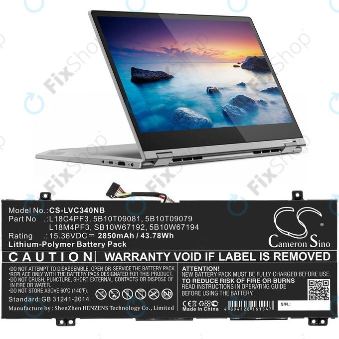 Bateria do Lenovo Ideapad C340, Ideapad Flex, 2850mAh, Li-Pol, 15.36V, L18C4PF3, HQ