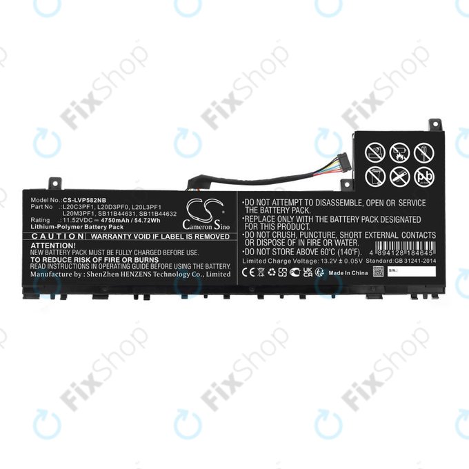 Bateria do Lenovo IdeaPad 5 Pro 14ITL6, 4750mAh, Li-Pol, 11.52V, L20C3PF1, HQ
