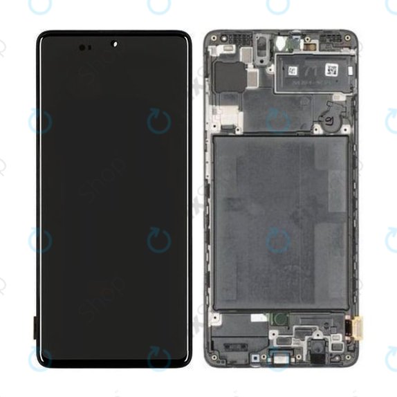 Wyświetlacz do Samsung A71 A715F, Ekran dotykowy z ramką, GH82-22152A, GH82-22248A, Prism Crush Black, Genuine Service Pack