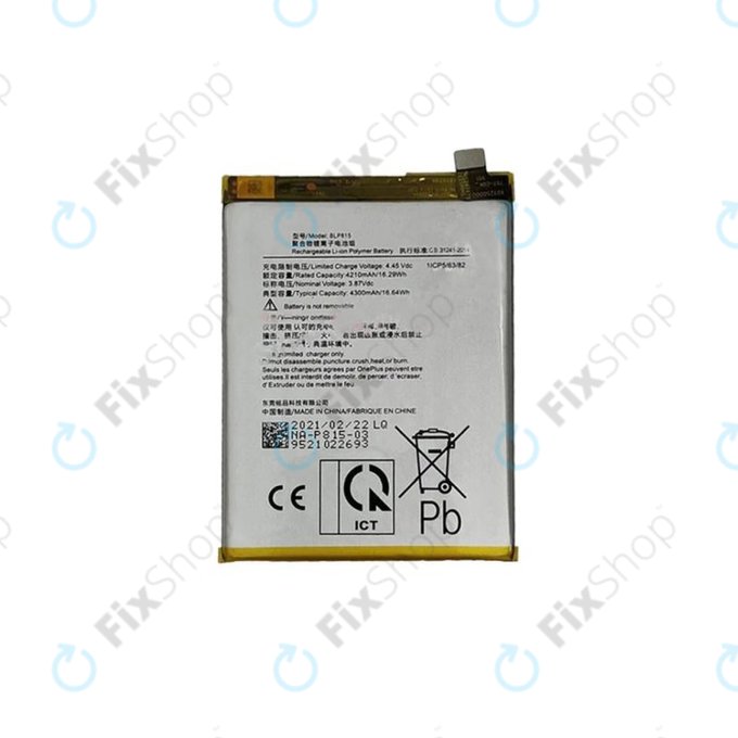 Bateria do OnePlus Nord N10 5G, BLP815, 4300mAh