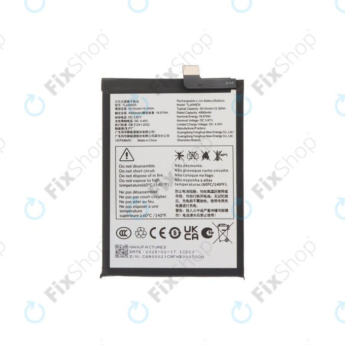 Bateria do TCL 50 Pro NxtPaper, TCL 50 5G, TLP049DA, 5010mAh