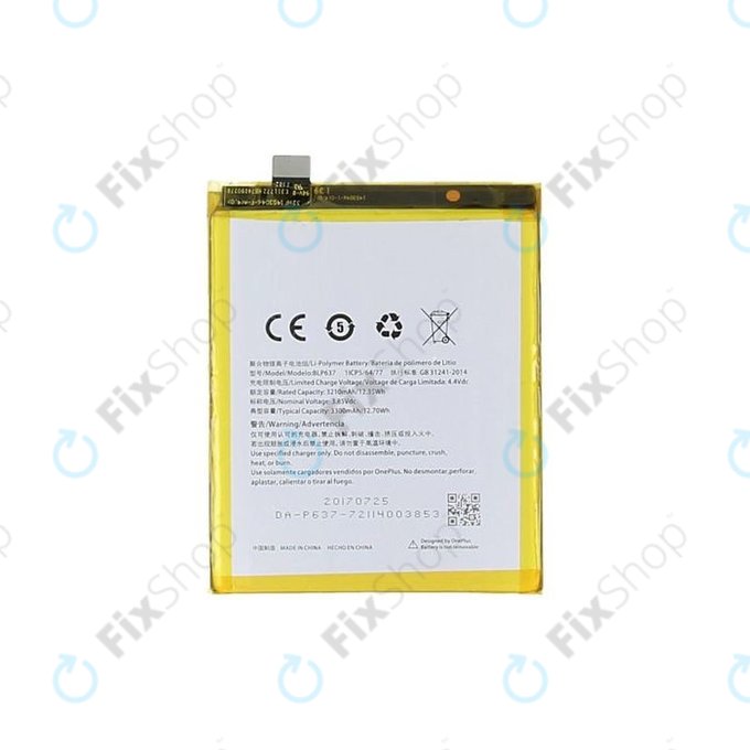 Bateria do OnePlus 5, 5T, BLP637, 3300mAh