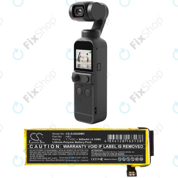 Bateria do DJI Osmo Pocket, Pocket 2, 800mAh, Li-Pol, 7.7V, HB3, HQ