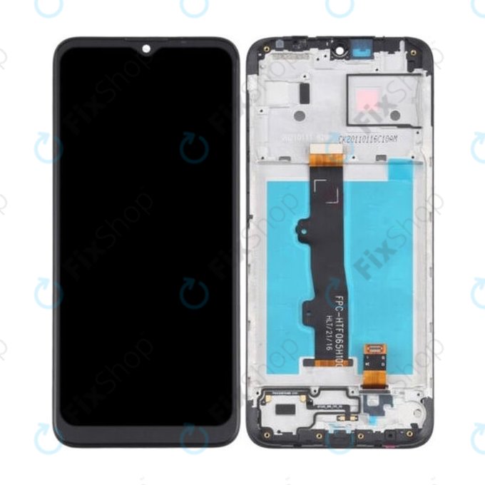 Wyświetlacz do Motorola Moto E7 Power, E7i Power, Ekran dotykowy z ramką, Czarny, Black, TFT
