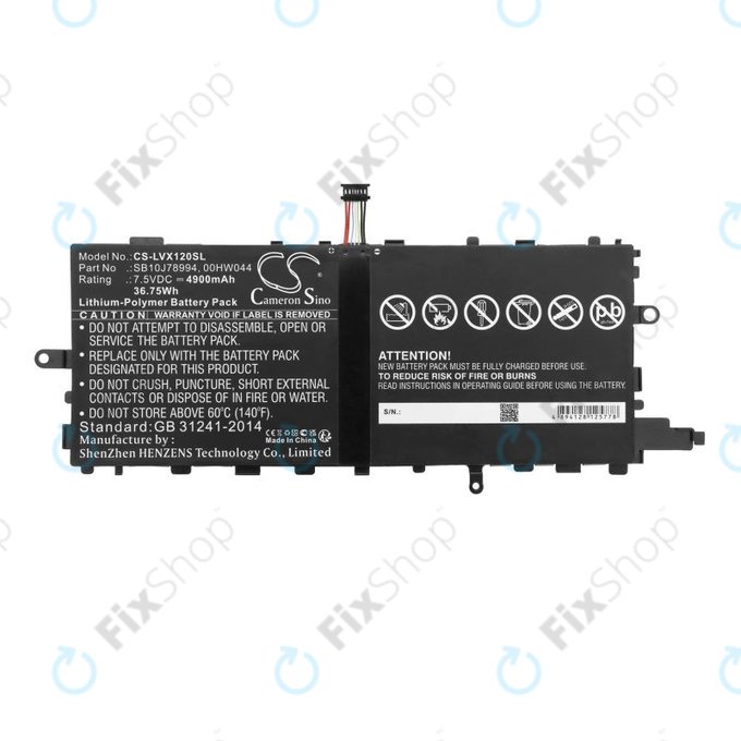 Bateria do Lenovo Thinkpad X1 Tablet, 4900mAh, Li-Pol, 7.5V, SB10J78994, HQ