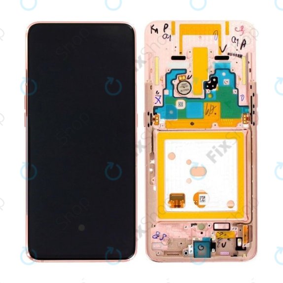 Wyświetlacz do Samsung A80 A805F, Ekran dotykowy z ramką, GH82-20348C, GH82-20368C, GH82-20390C, Angel Gold, Genuine Service Pack