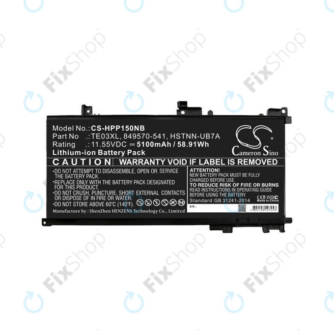 Bateria do HP Omen 15, Pavilion 15, WASD 15, 5100mAh, Li-Ion, 11.55V, TE03XL, HQ