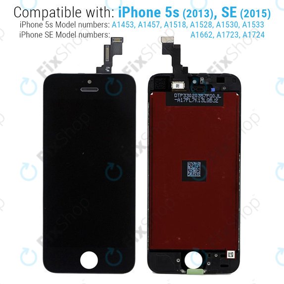 Wyświetlacz dla iPhone 5S, SE, Black, Ekran dotykowy z ramką