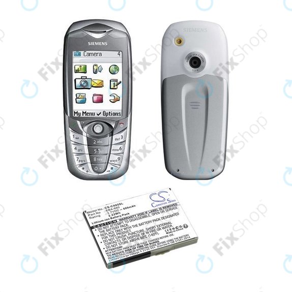 Bateria do Siemens M8, A31, CS66, SS66, 600mAh, Li-Ion, 3.7V, EBA-660, HQ