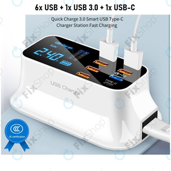 Stacja ladujaca USB z USB 3.0 & USB-C, Asometech Model E