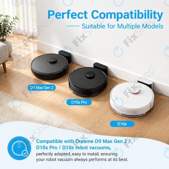 Zestaw części zamiennych do Xiaomi Dreame D9 Max Gen2, D10s, D10s Pro (2x Główna szczotka, 4x Filtr, 4x Szczotka boczna – czarna, 4x Ściereczka mopująca)