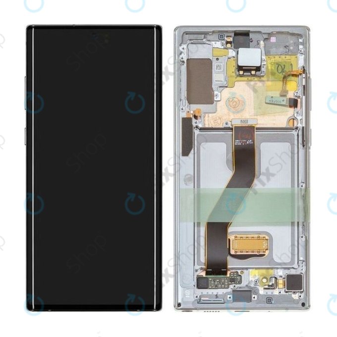 Wyświetlacz do Samsung Note 10 Plus, Ekran dotykowy z ramką, GH82-20838B, G82-20900B, Aura White, Genuine Service Pack
