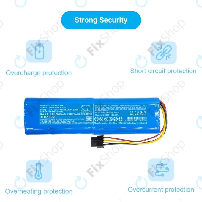 Bateria do Xiaomi Roborock S-seria, T-seria, Q-seria, BRR-2P4S-6800, Li-Ion, 14,4V 6800mAh, HQ