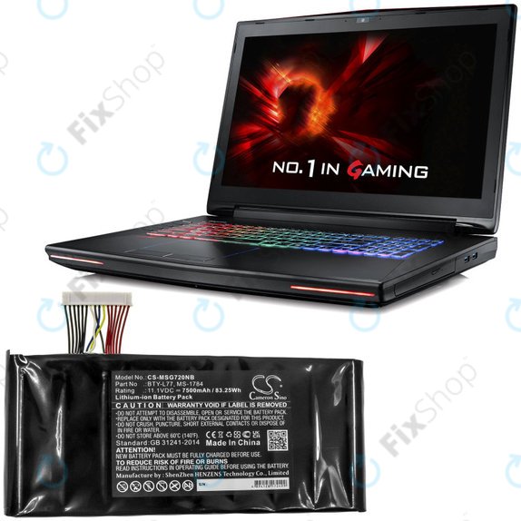Bateria do MSI GT72, MSI WT72, 7500mAh, Li-Ion, 11.1V, BTY-L77, HQ
