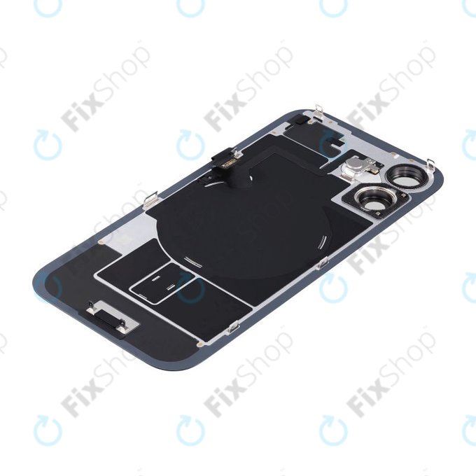 Tylne szkło obudowy z obiektywem aparatu, metalową płytką i magnesami Magsafe do iPhone 16 Plus, Czarny, Black