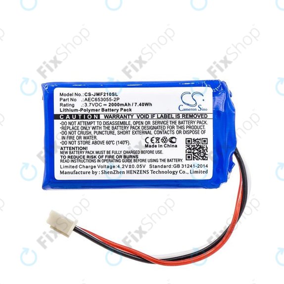 Bateria do JBL Flip 2 (2013), 2000mAh, Li-Pol, 3.7V, AEC653055-2P, HQ